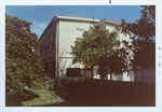 East façade of the Peña-Peck House and the courtyard to the left, from the eastern edge of the property in the courtyard, looking West, 1968