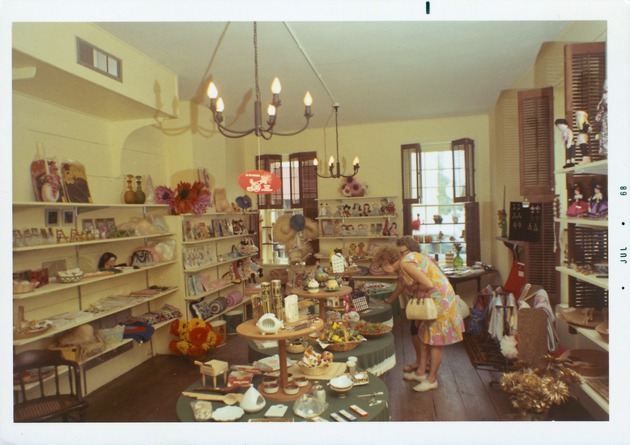 Peña Peck House interior, Room 3 (Gift Shop) first floor, looking West, 1968