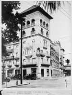 [1920] The Cordova Hotel from the corner of King Street and Cordova Street, looking Southeast, ca. 1920