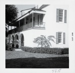 The east loggia of the Alexander-O'Donaven-O'Reilly House from the courtyard, looking Southwest, 1966