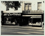 McCartney's Drug Store at the corner of King Street and St. George Street, the east end of the Lyon Building, from King Street looking South, 1960
