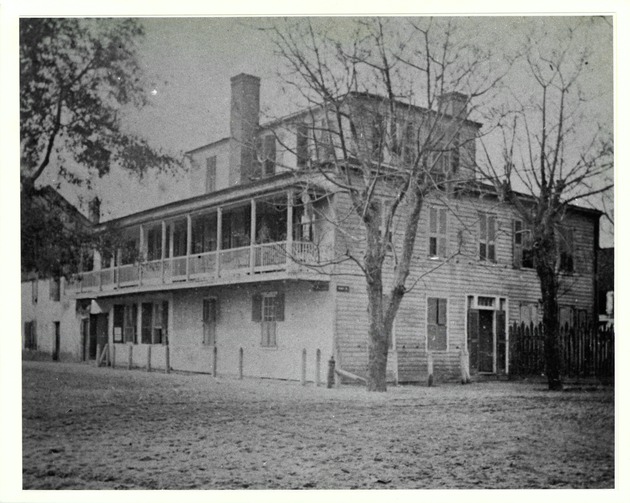 A historic view of the home of Benjamin A. Putnam (torn down in 1886) as seen from St. George Street, looking Northeast