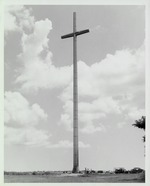 Working on the base of the Beacon of Faith Cross at the Nombre de Dios site, looking East, ca. 1965