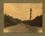 Photograph of the St. Augustine Lighthouse and Keepers House from what is today Lighthouse Avenue, looking South, ca. 1900