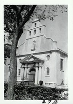[1960] The front of the Cathedral Basilica seen from the Plaza de la Constitucion, looking Northeast, ca. 1960