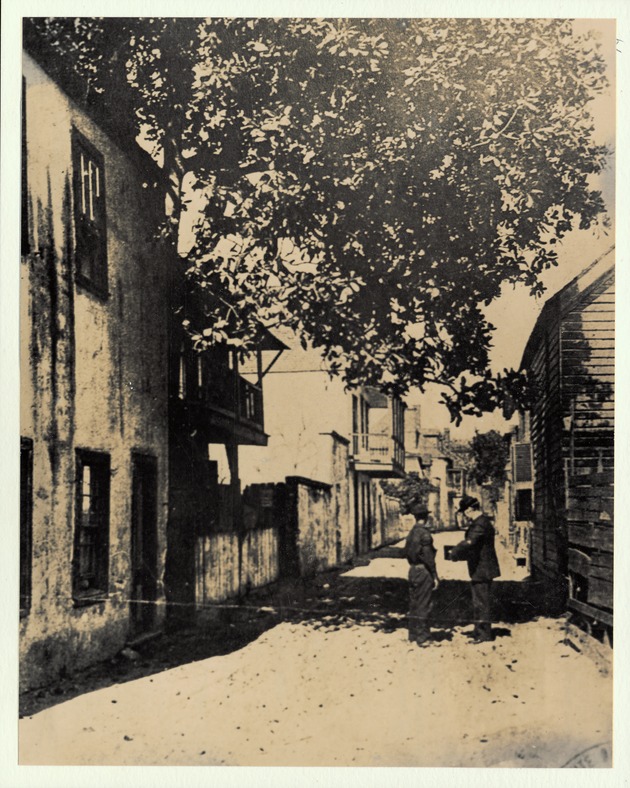 A view down Aviles Street from the intersection with Bridge Street, looking North, ca. 1890's