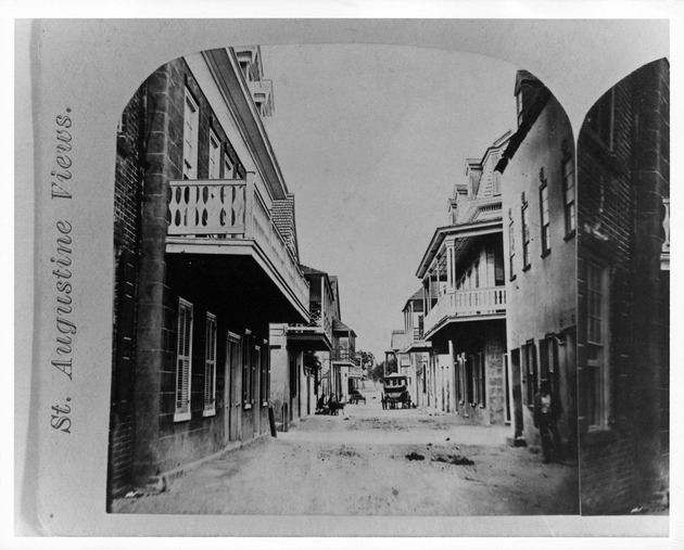Details from Stereoviews from the Florida Club showing Charlotte Street at Treasury Street and the removal of the second story of the Perez Sanchez (Perez-Snow) House, looking North, ca. 1870 - Page 1, Two Stories