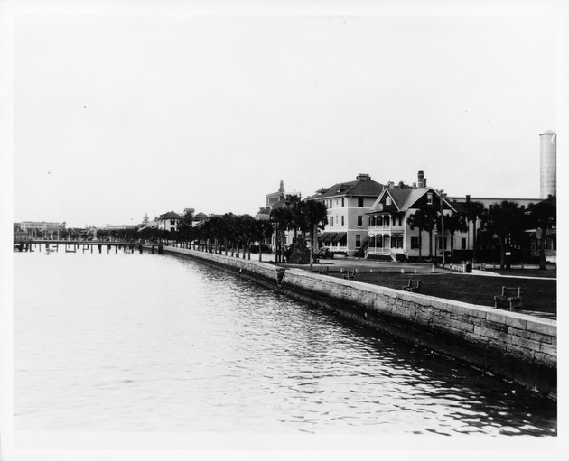 The sea wall and bay front seen from the Castillo de San Marcos, looking South, 1929
