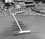 An aerial view of the city marina, looking West, ca. 1971