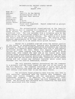 Archaeological Project Status Report, 1994