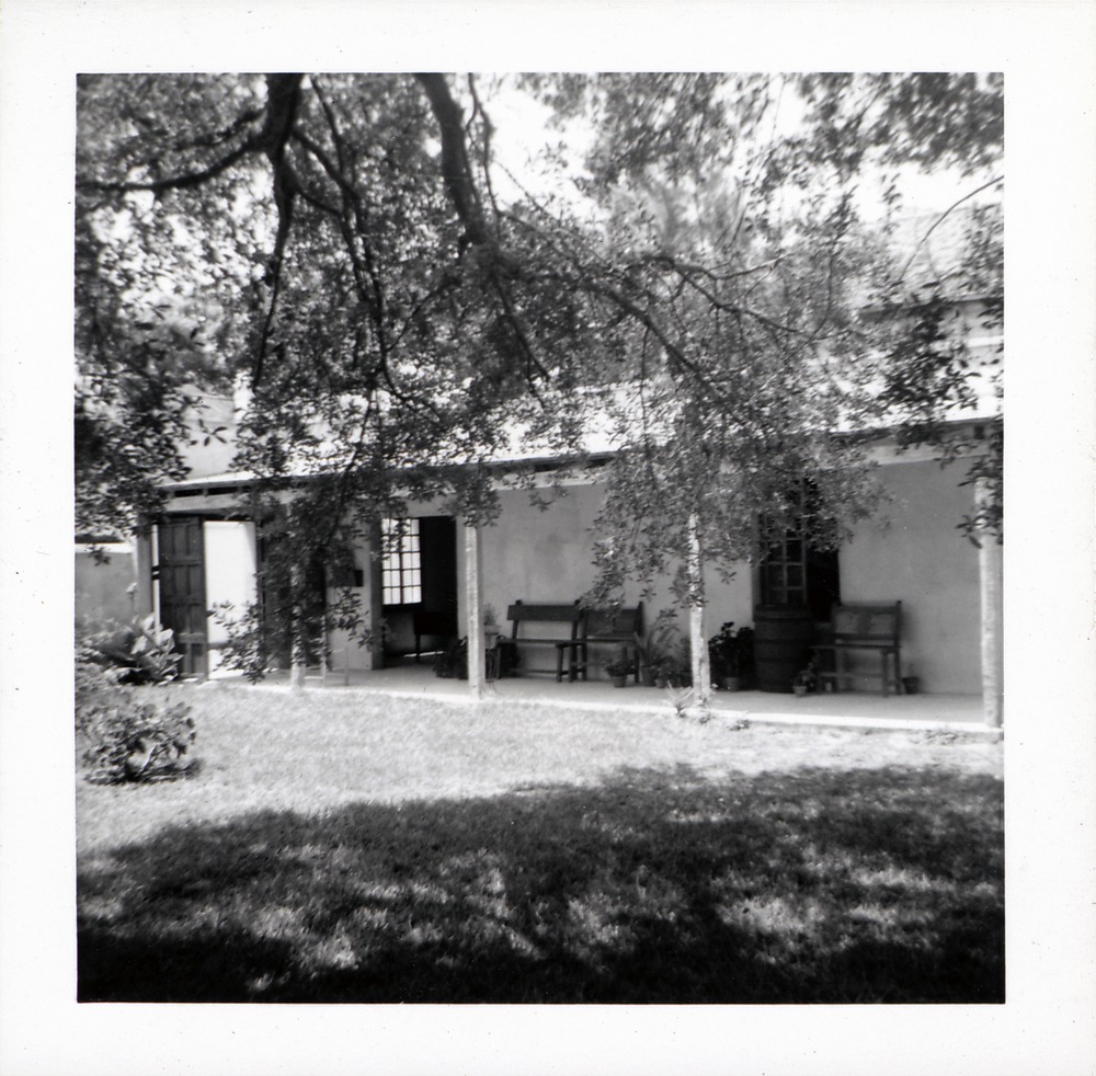 Gallegos House courtyard and porch, looking Northwest, 1967