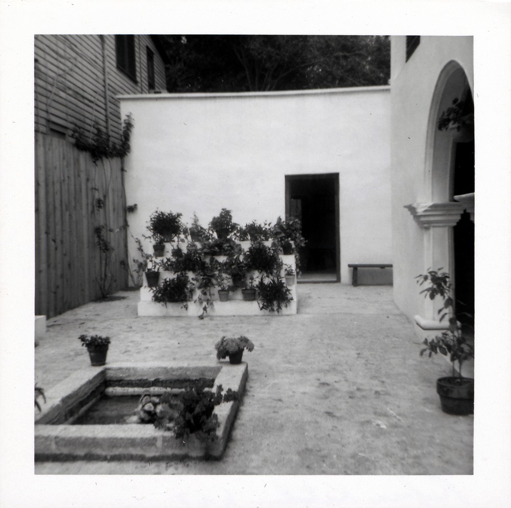 The Ribera House courtyard kitchen from the courtyard, facing West, 1967