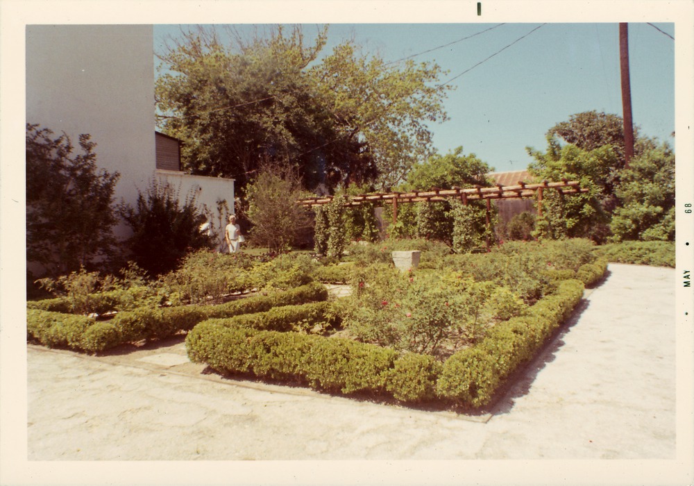 The rose beds in the Ribera Garden, looking Southwest