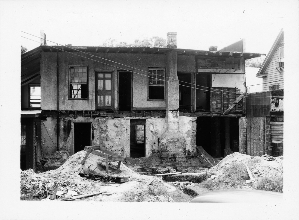 Archaeological excavations at Arrivas House prior to restoration, looking East