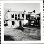 West elevation of Arrivas House during restoration, looking East, 1961