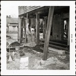 [1961] Constructing coquina pillars for the South loggia, looking Northwest, 1961