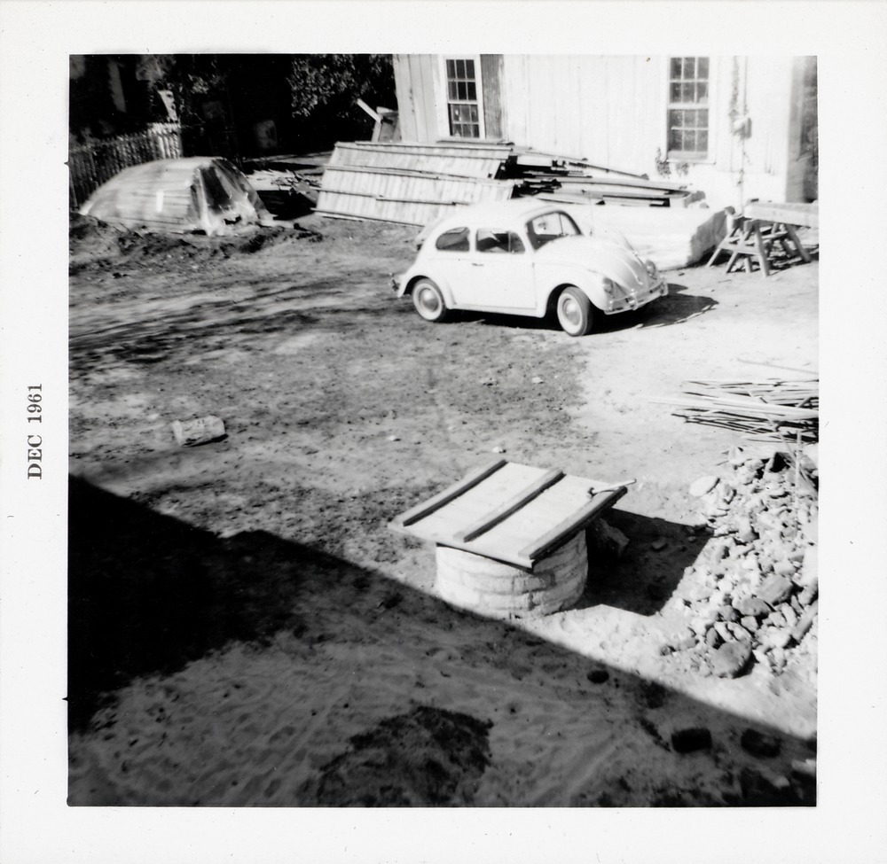 Coquina well and west patio of Arrivas House, northwest corner of the lot of Arrivas House, 1961