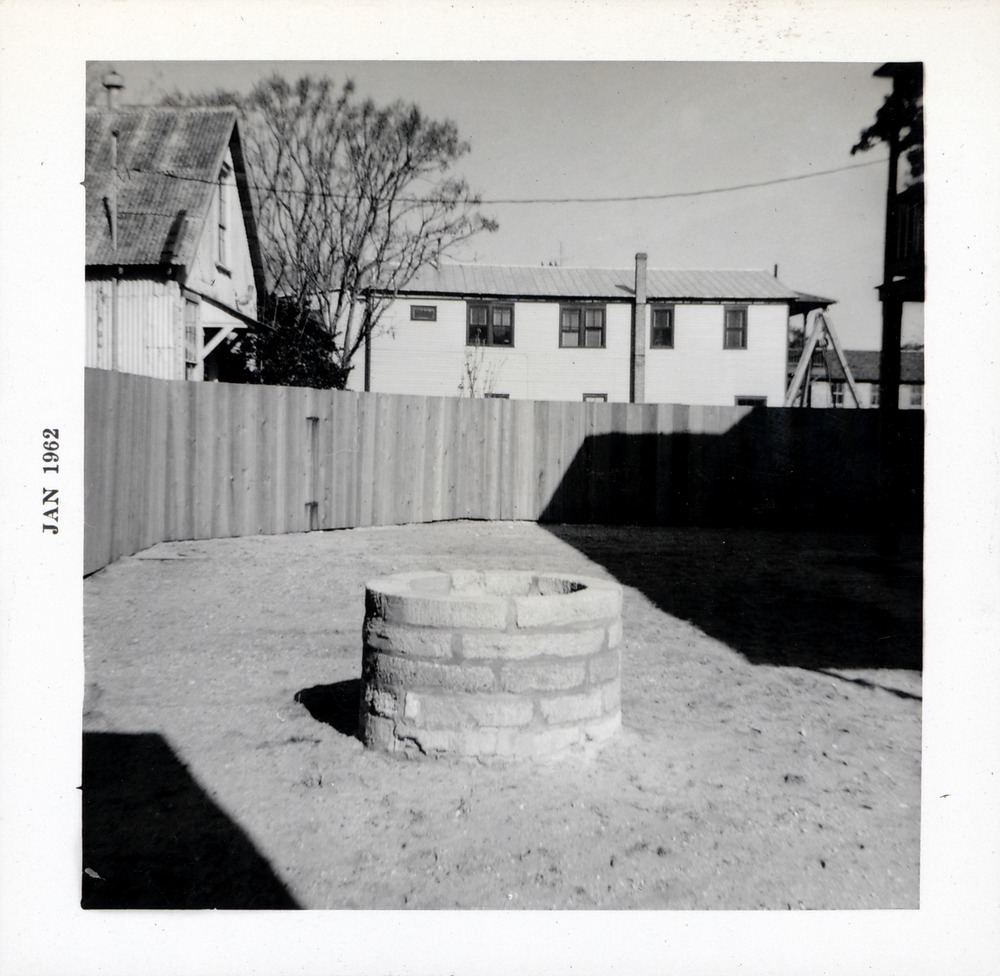 Coquina well in the rear yard of Arrivas House, looking North, 1962