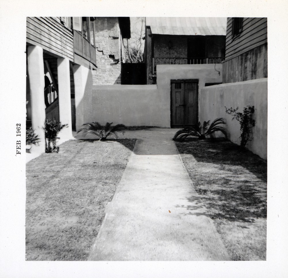 South patio of Arrivas House, looking East, February 1962