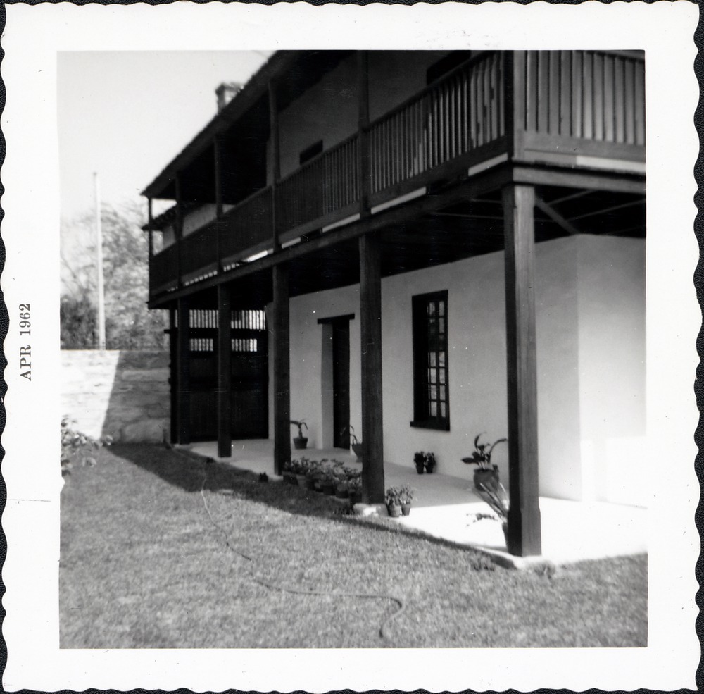 North porch and gateway of Arrivas House, looking East, 1962