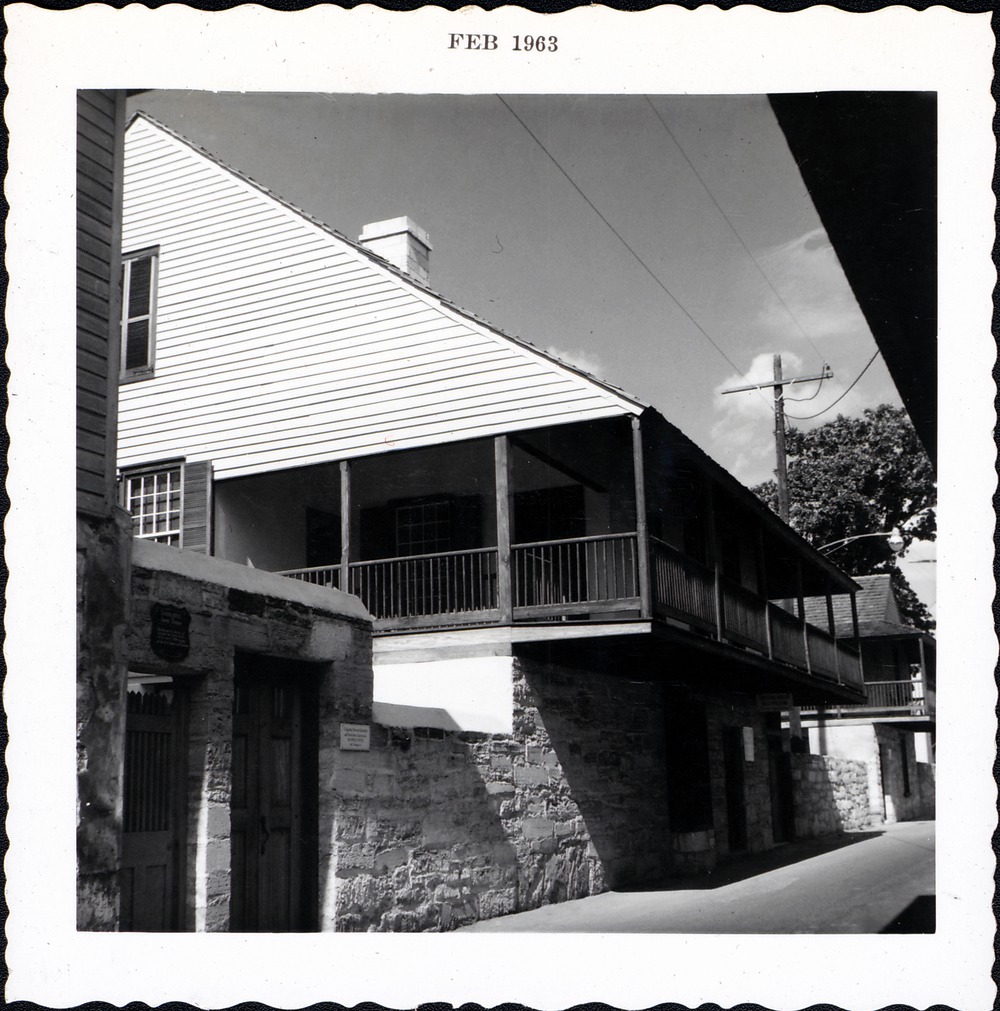 The Arrivas House after restoration, from St. George Street, looking Northwest, 1963