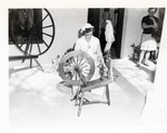Priscilla Johns demonstrates spinning at the Arrivas House