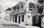 A souvnenir card showing the De Mesa Sanchez House as the Old Spanish Inn (black and white)