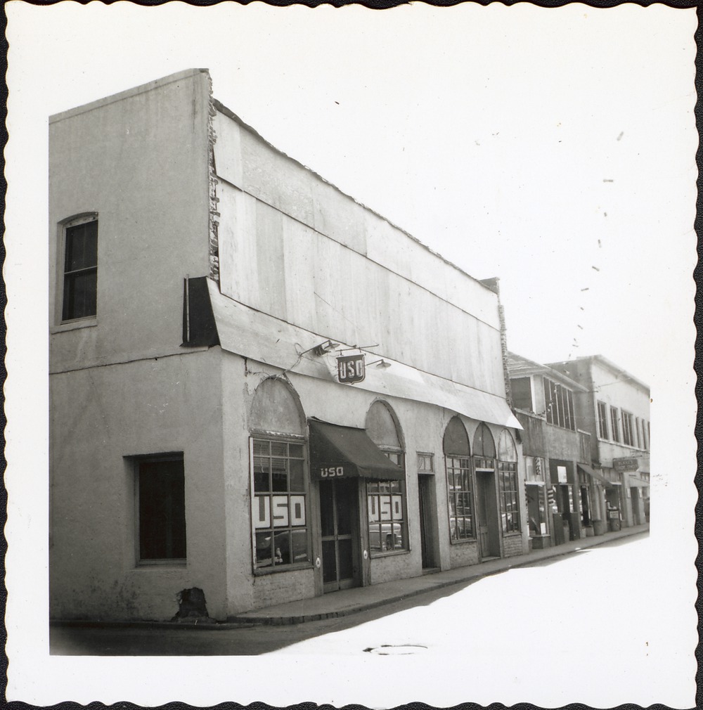 USO Building on the corner of St. George Street and Cuna Street, prior to the restoration of Benet House, looking Southeast