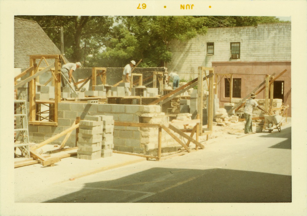 Beginning the reconstruction of Benet Store, looking Northwest, 1967