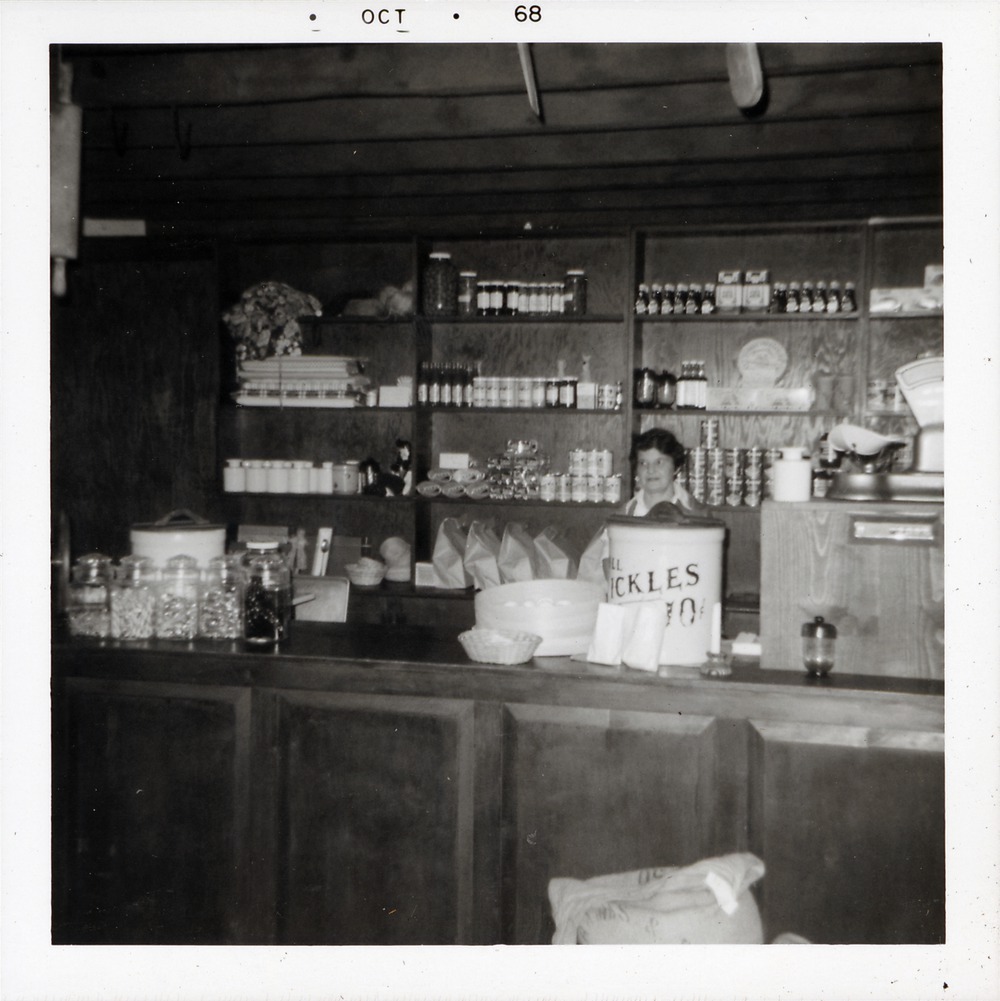 The display of goods inside the Benet Grocery, 1968