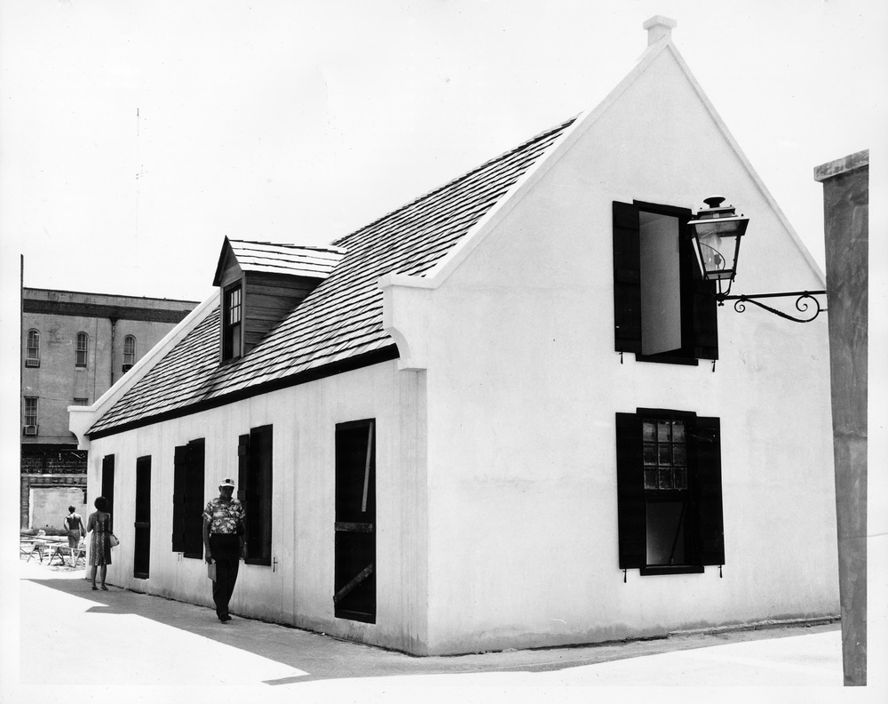 Benet Store (Grocery) from the intersection of St. George Street and Cuna Street, looking Southwest