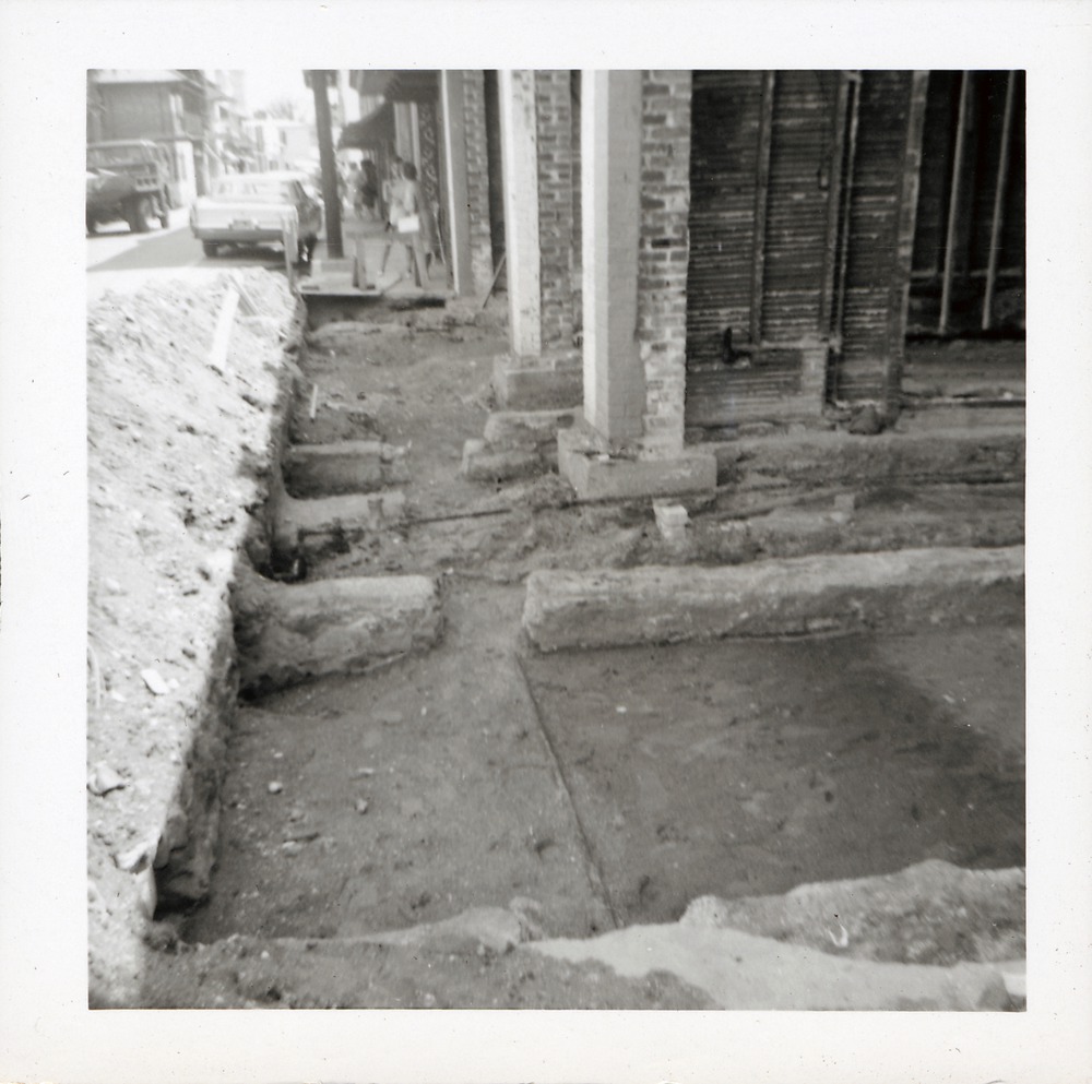 Archaeological excavations exposing the original foundations at the Rogers Edmunds property, 1967 - 