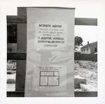 Interpretive signage on St. George Street during the reconstruction of the Acosta House, 1967