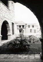 [1966] The back (English-period addition) of the Marin-Hassett House from the loggia of the Casa del Hidalgo, looking North, 1965