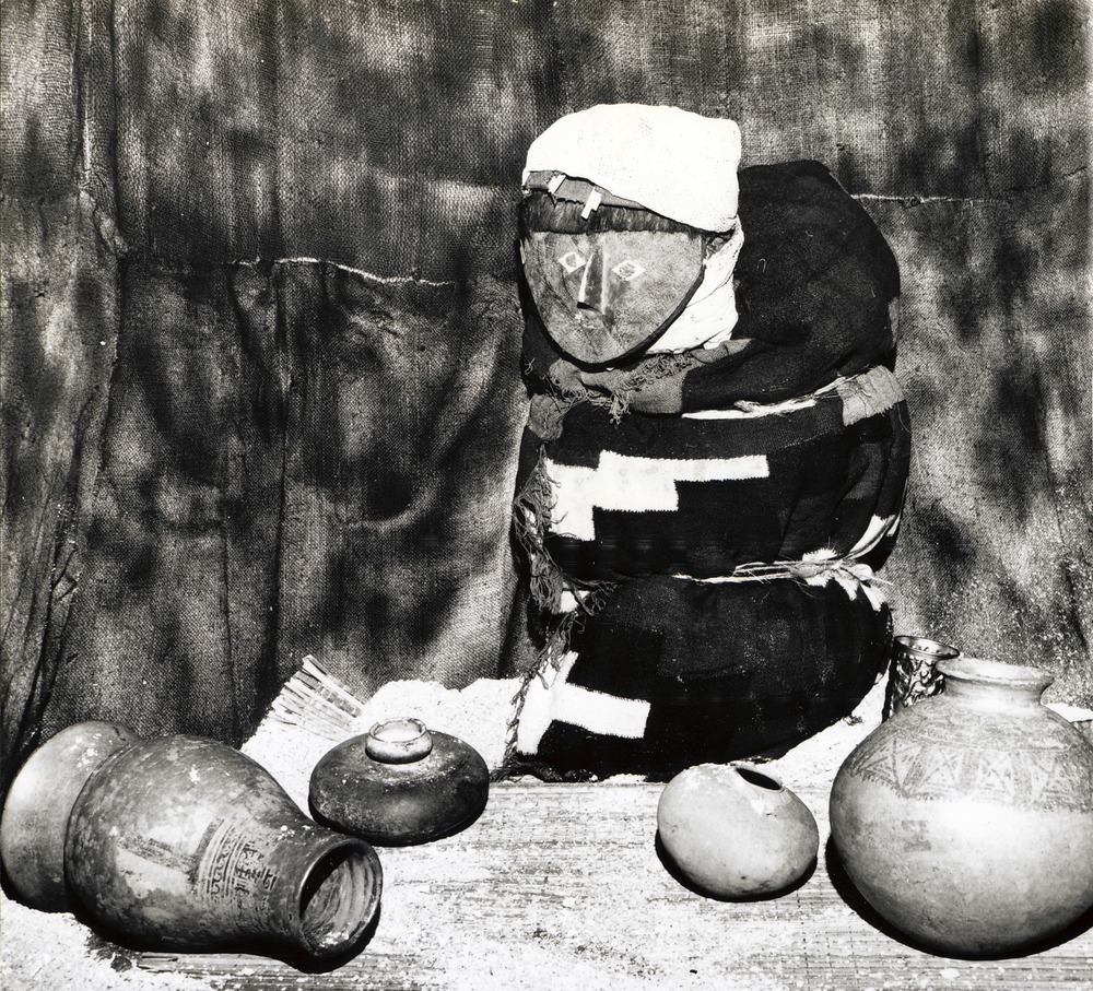 Mummy replica made by Dr. Carleton I. Calkin on display at Pan American Center, 1968