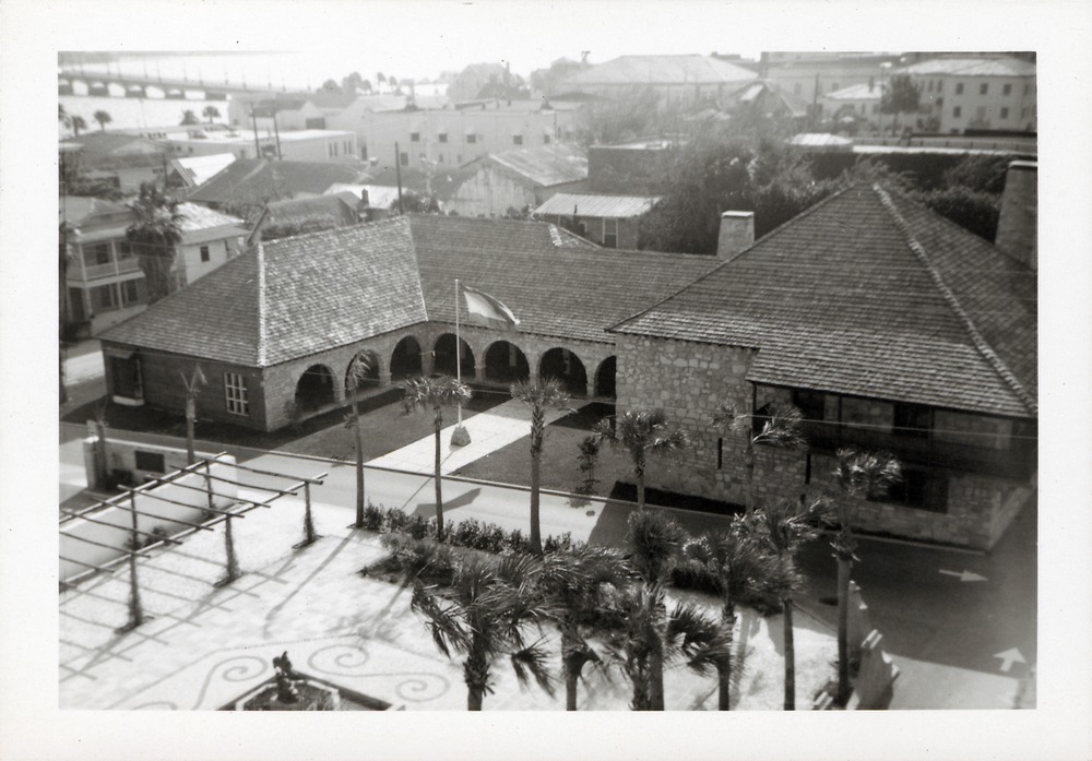 Aerial view of the Casa del Hidalgo, looking Southeast, ca. 1965