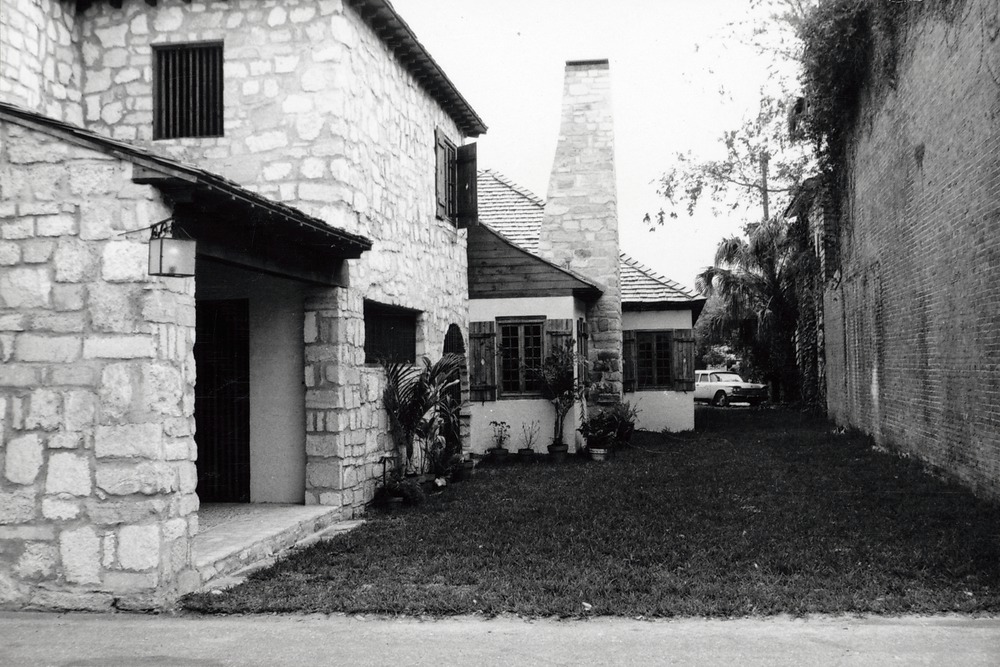 Southwest corner of Casa del Hidalgo from St. George Street, looking East, ca. 1966