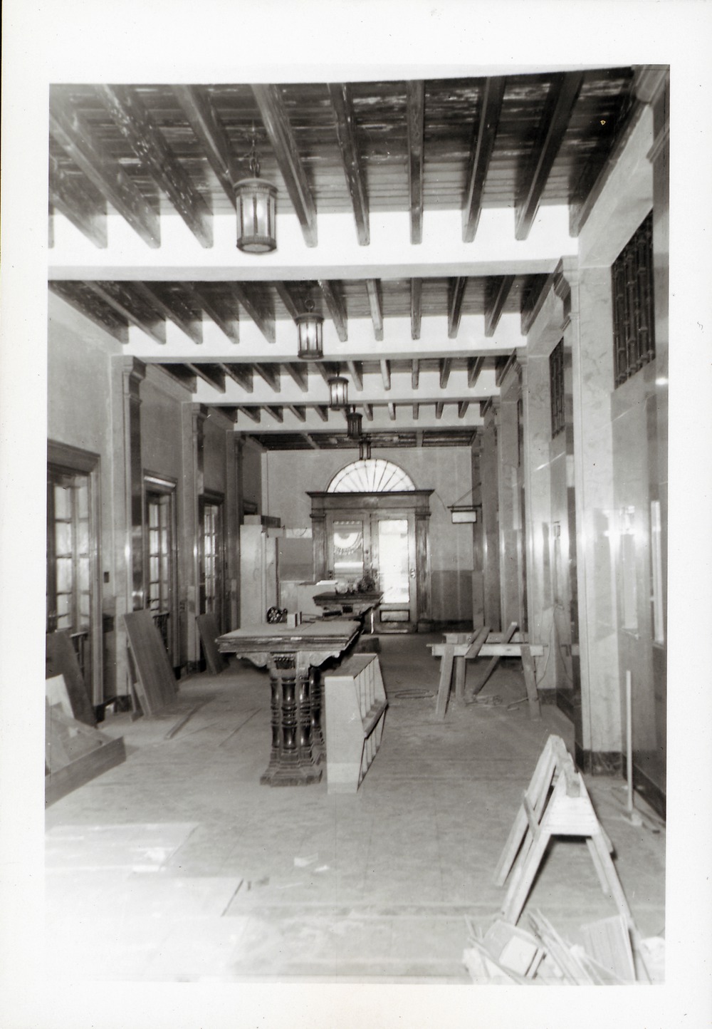 East wing of the lobby on the first floor of Government House during rennovation, looking South, 1967