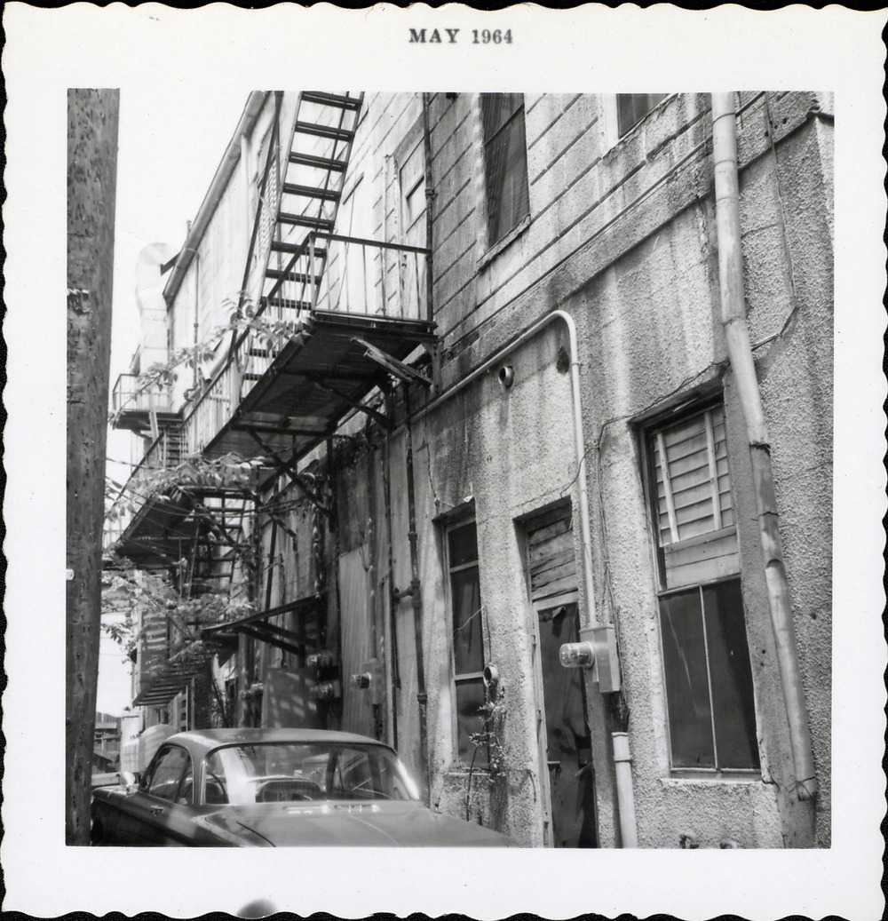 Alley behind the Bernstein Building, prior to demolition, from Charlotte Street, looking West, 1964