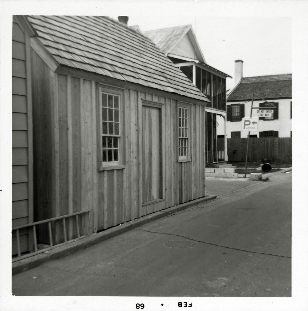 North elevation of the nearly complete Wells Print Shop on Cuna Street, looking West, 1968