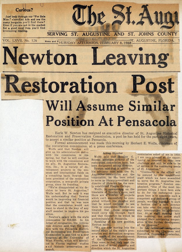 Newton Leaving Restoration Post - 