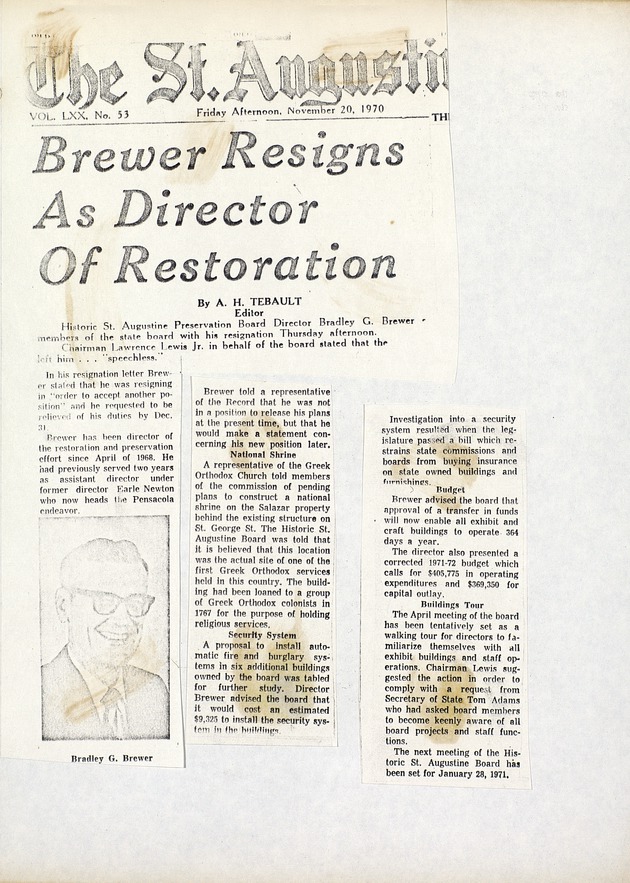 Brewer Resigns As Director Of Restoration