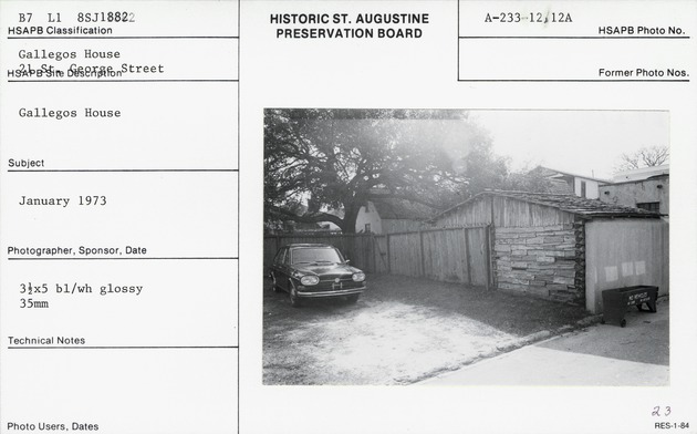 The back of the chicken coop behind Gallegos House, from Fort Alley, looking Southwest