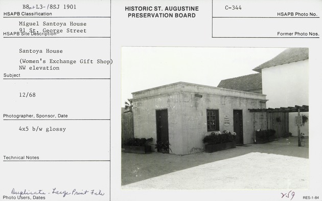 Northwest elevation of the Santoya House as the Woman's Exchange Gift Shop