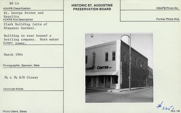 Appliance Center (Clark Building) on the corner of St. George Street and Hypolita Street, looking Northeast
