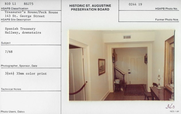 Downstairs hallway on the first floor of the Peña Peck House, looking East