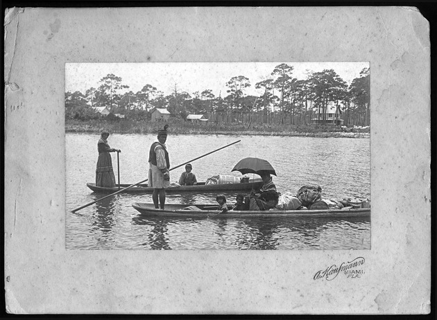 Seminole Indians, circa 1900. - 1. Seminoles in dugout canoes / A. Kaufmann.